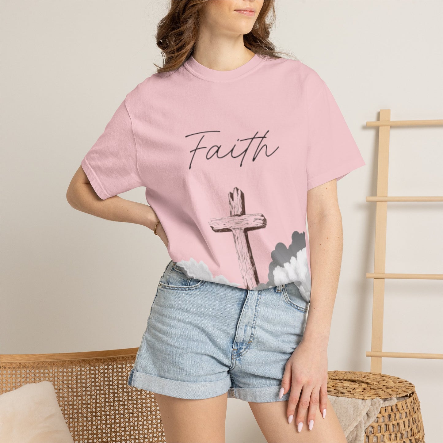 Faith Cross T‑Shirt — Christian Scripture Deuteronomy 31:8 Tee