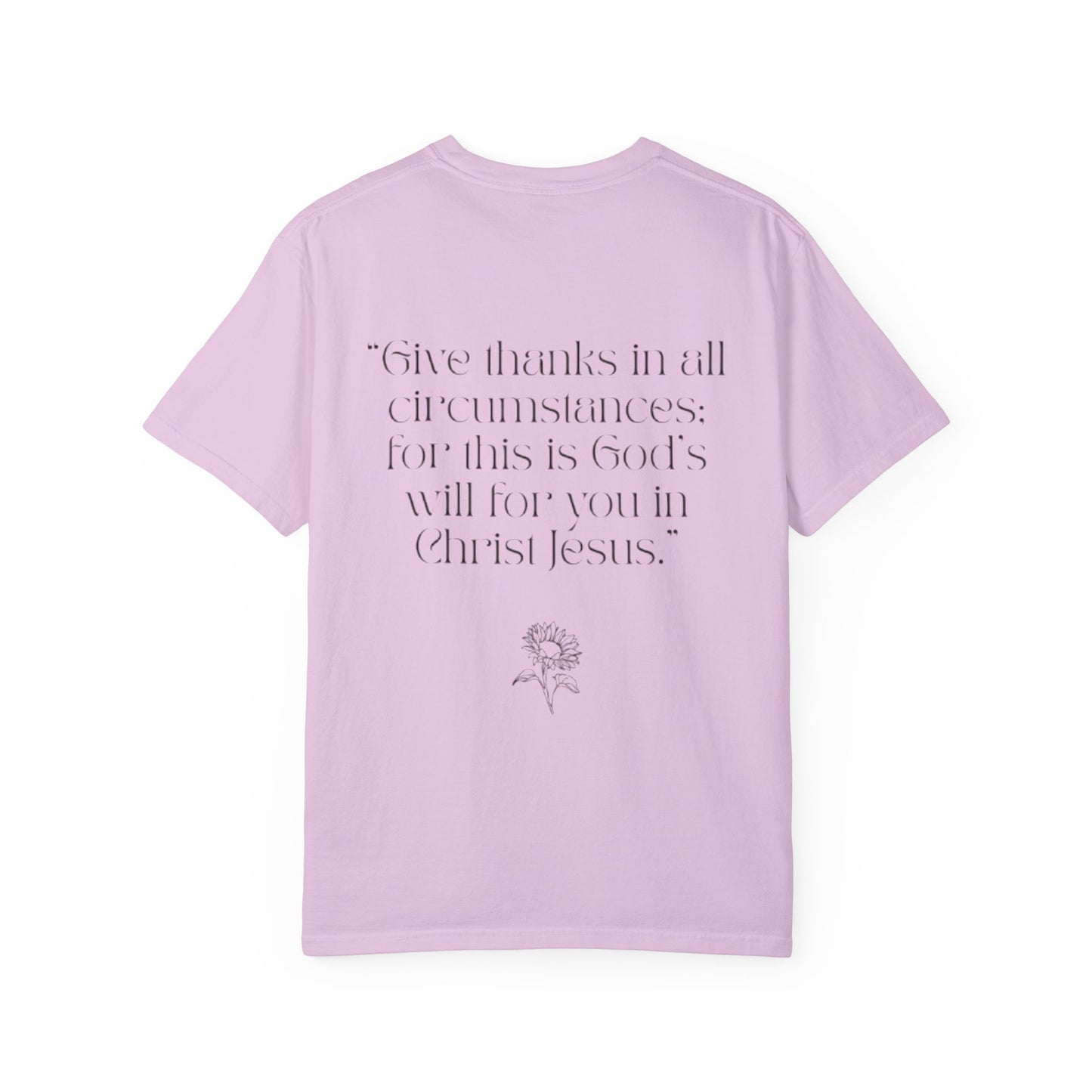 Grateful Floral T-Shirt — 'Grateful' Front with Scripture Back (Christian Faith Tee)