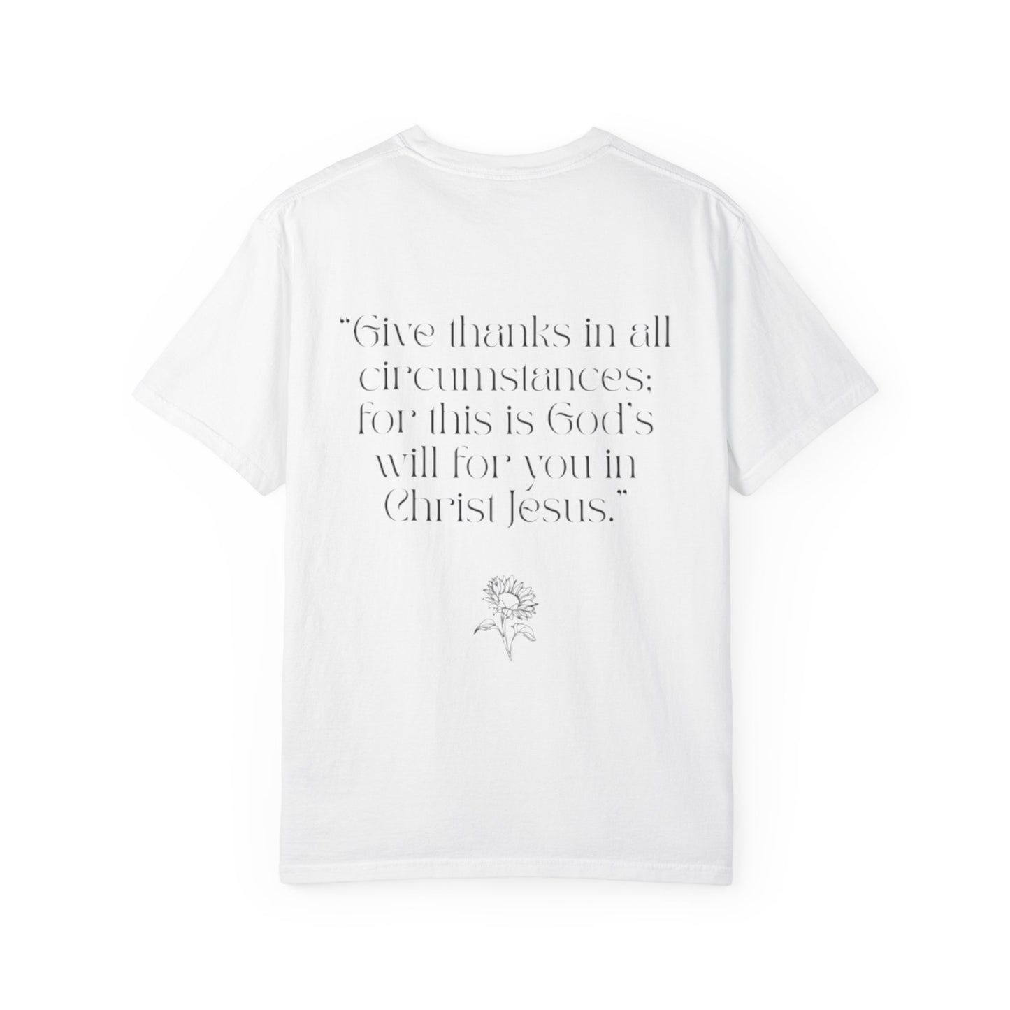 Grateful Floral T-Shirt — 'Grateful' Front with Scripture Back (Christian Faith Tee)