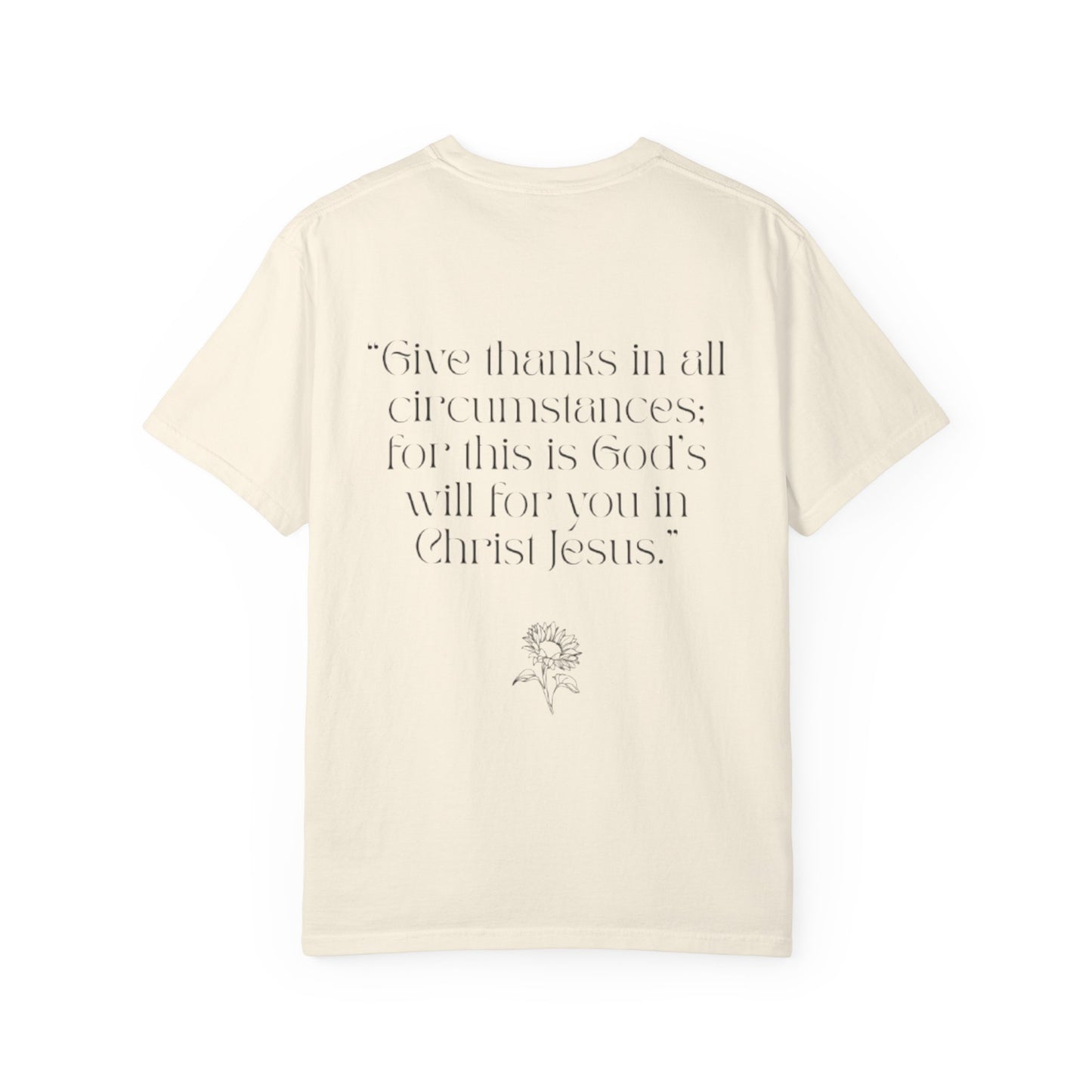 Grateful Floral T-Shirt — 'Grateful' Front with Scripture Back (Christian Faith Tee)