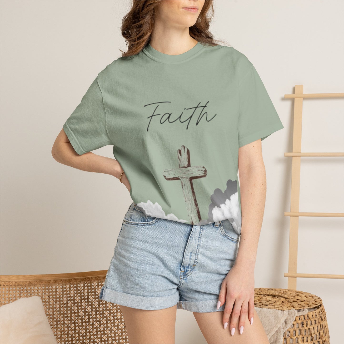 Faith Cross T‑Shirt — Christian Scripture Deuteronomy 31:8 Tee