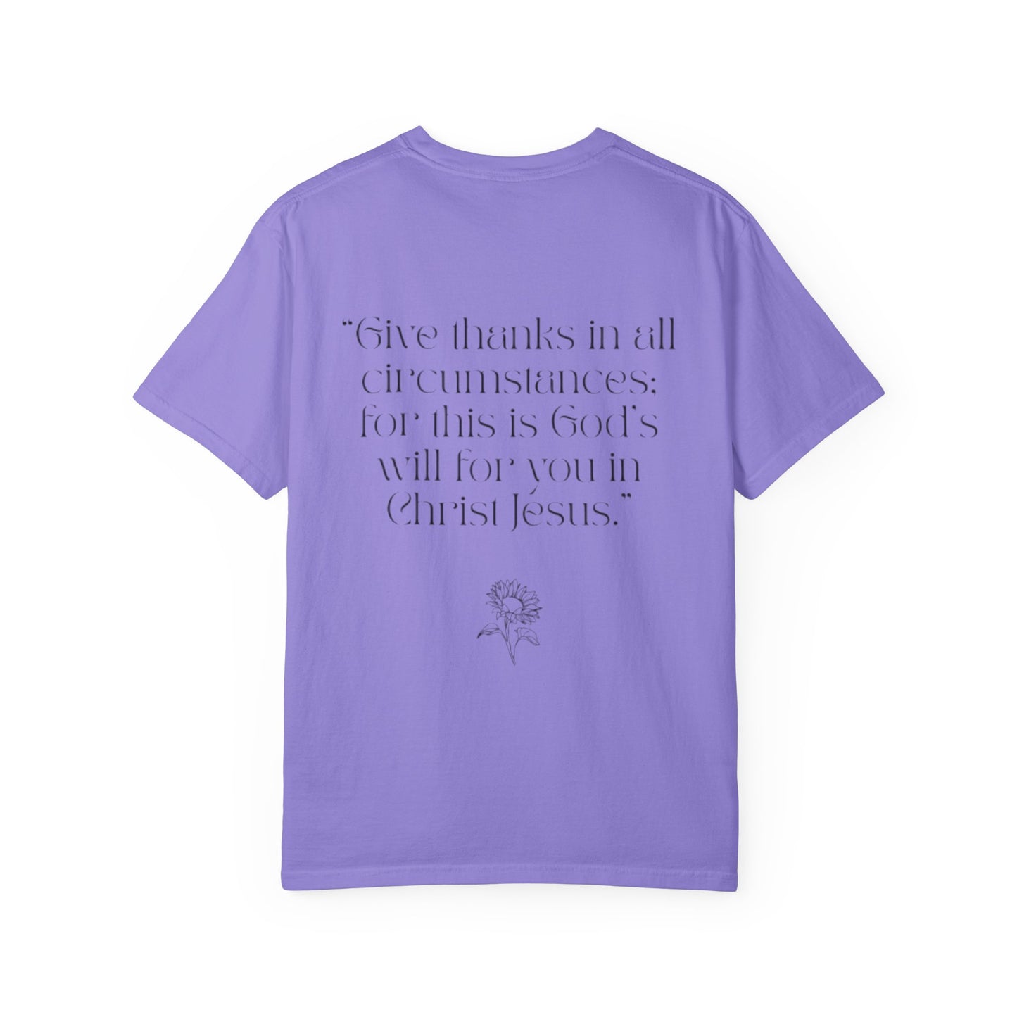 Grateful Floral T-Shirt — 'Grateful' Front with Scripture Back (Christian Faith Tee)