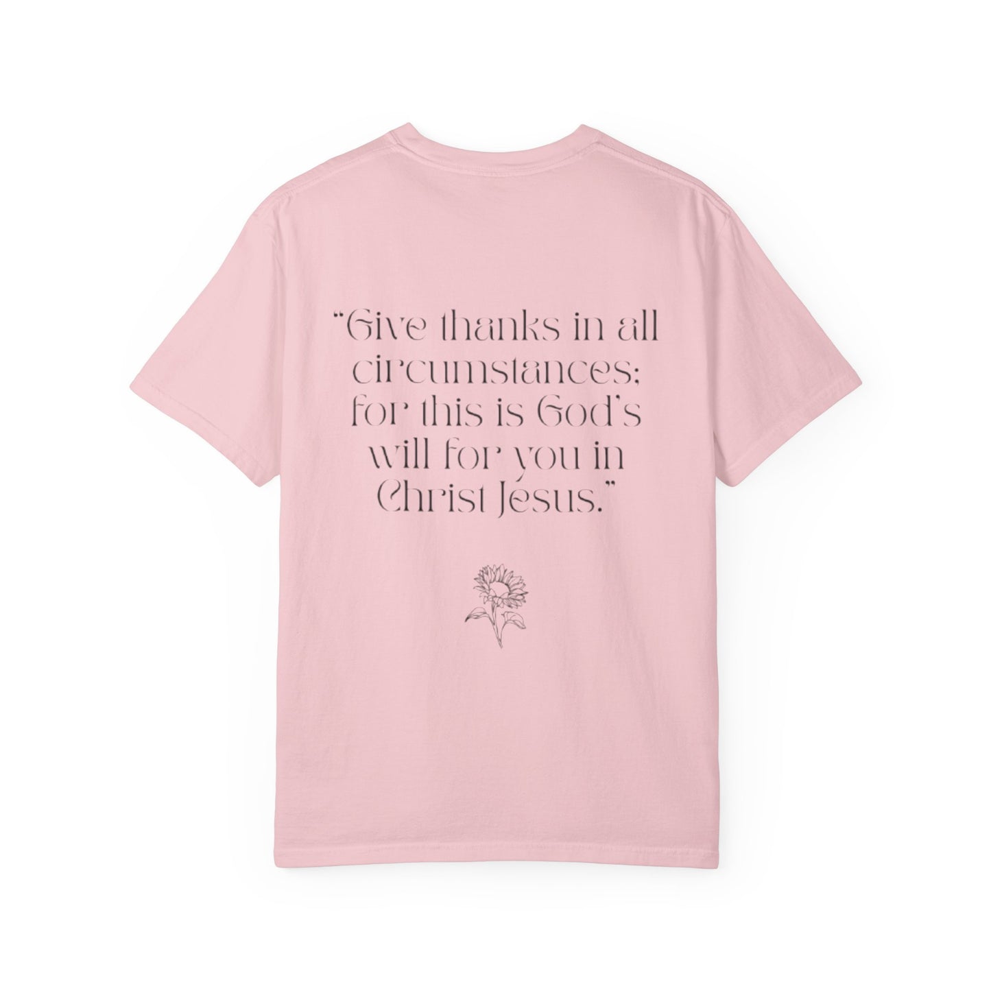 Grateful Floral T-Shirt — 'Grateful' Front with Scripture Back (Christian Faith Tee)