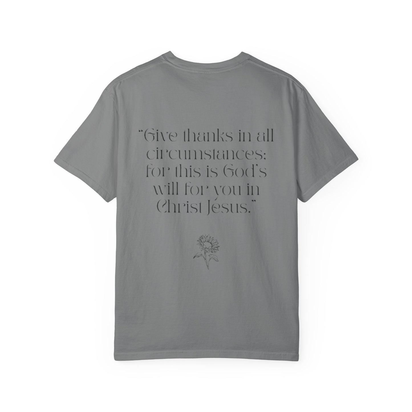 Grateful Floral T-Shirt — 'Grateful' Front with Scripture Back (Christian Faith Tee)