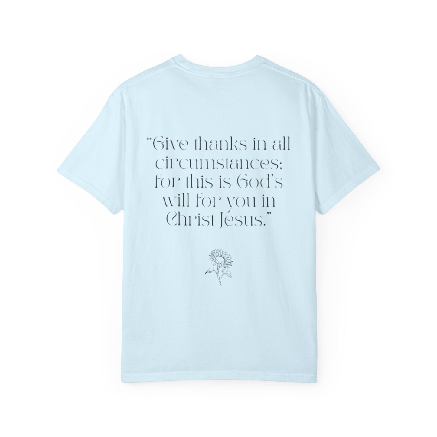 Grateful Floral T-Shirt — 'Grateful' Front with Scripture Back (Christian Faith Tee)