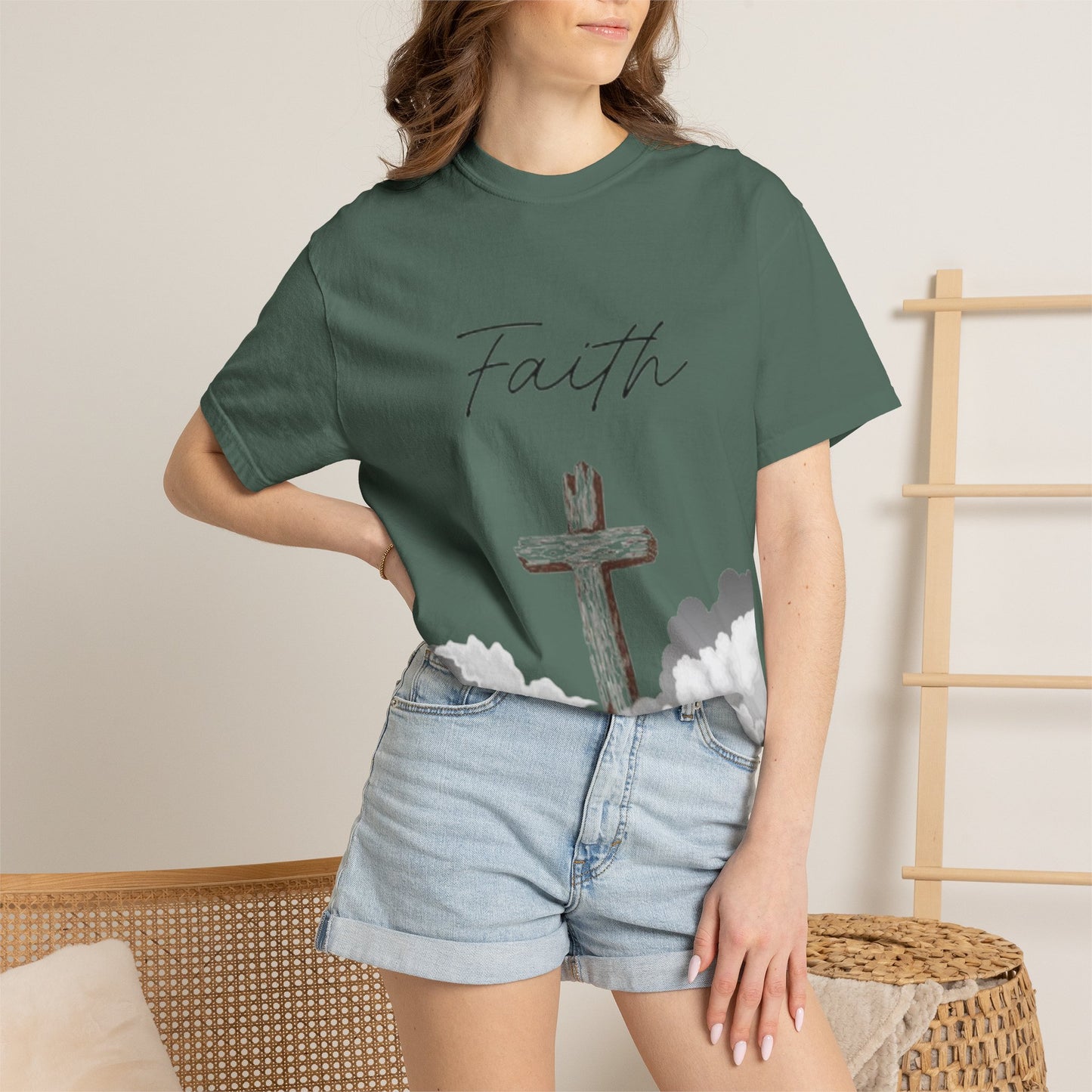 Faith Cross T‑Shirt — Christian Scripture Deuteronomy 31:8 Tee