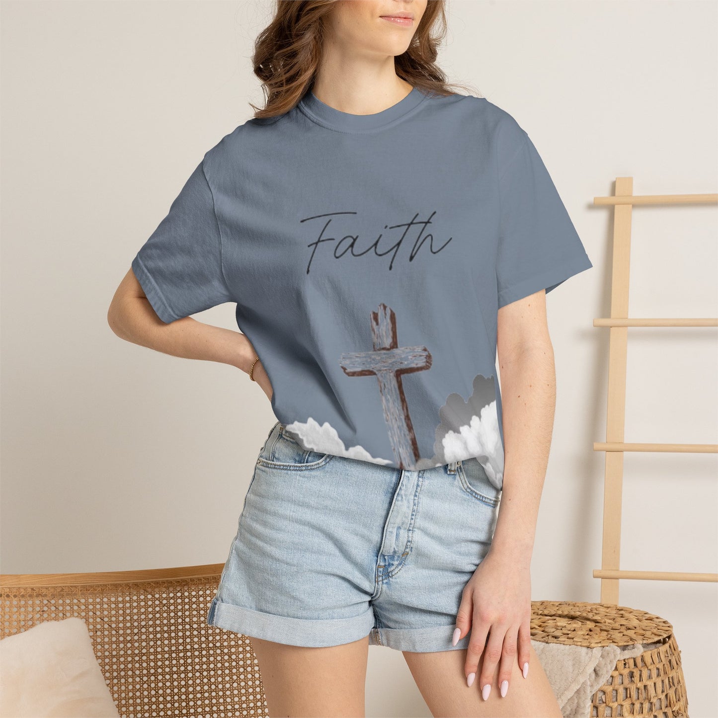 Faith Cross T‑Shirt — Christian Scripture Deuteronomy 31:8 Tee