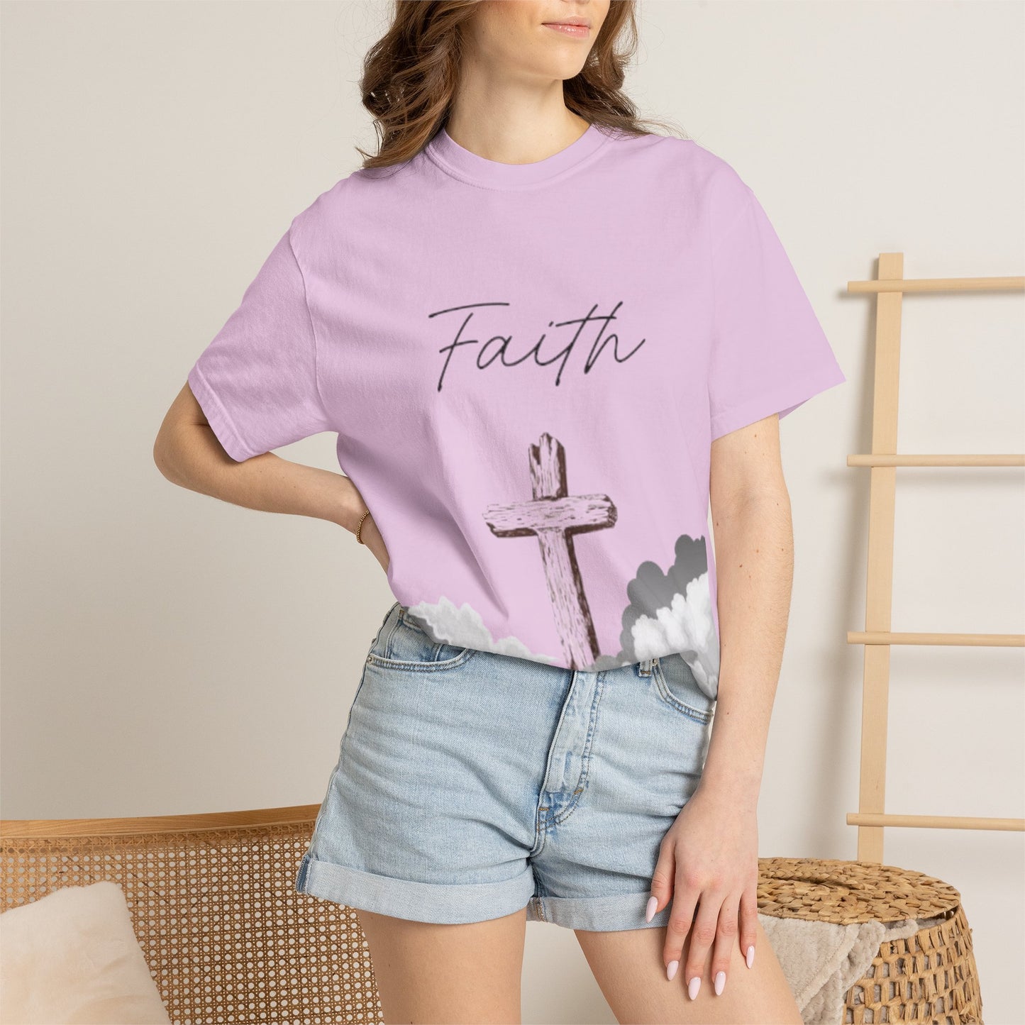 Faith Cross T‑Shirt — Christian Scripture Deuteronomy 31:8 Tee