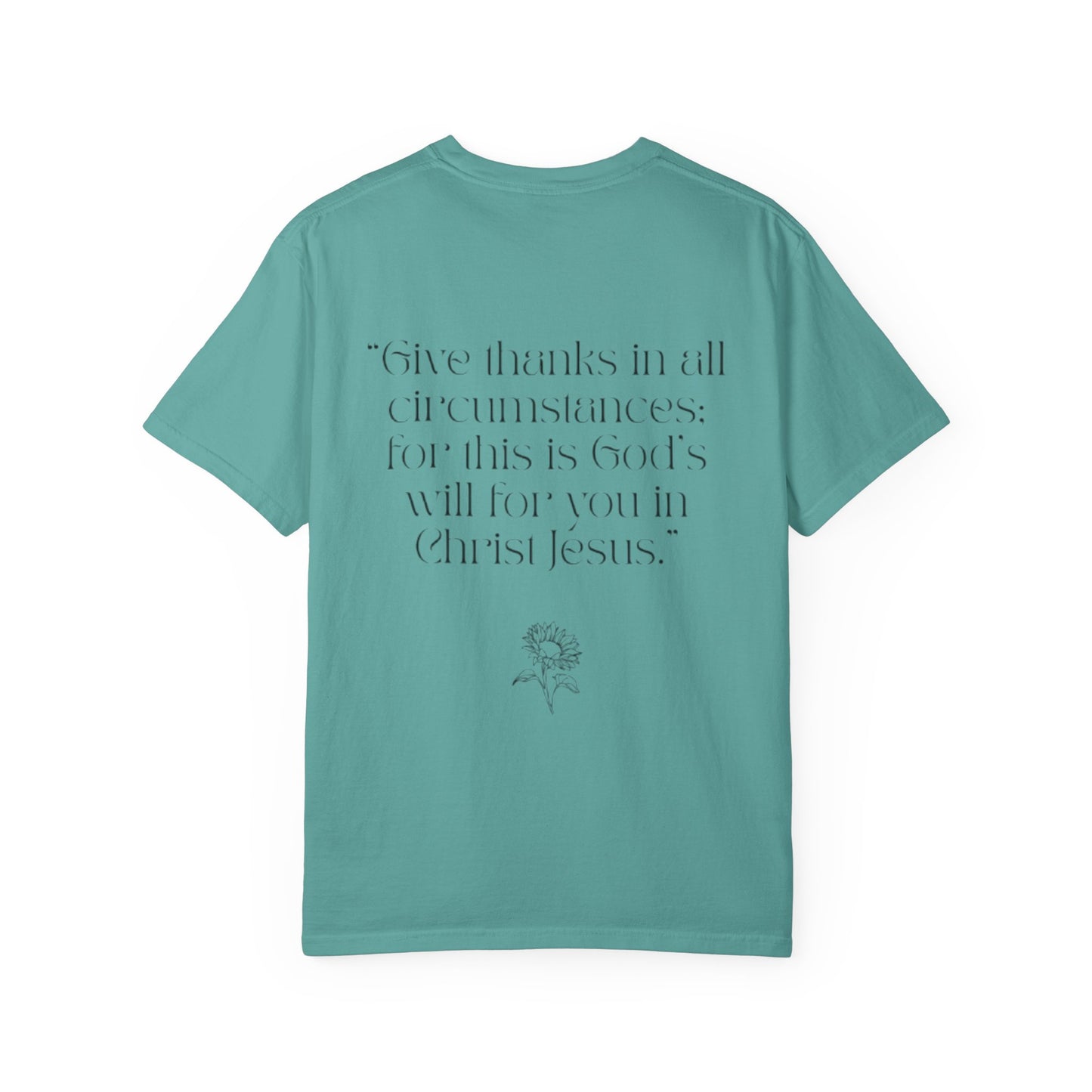 Grateful Floral T-Shirt — 'Grateful' Front with Scripture Back (Christian Faith Tee)