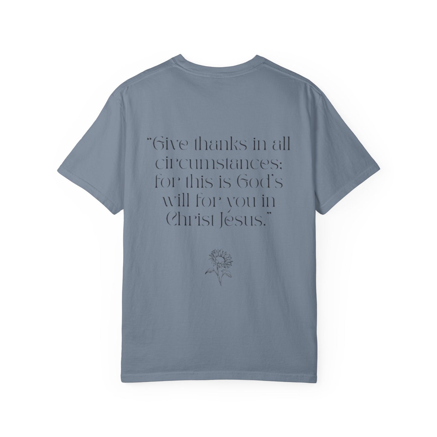 Grateful Floral T-Shirt — 'Grateful' Front with Scripture Back (Christian Faith Tee)